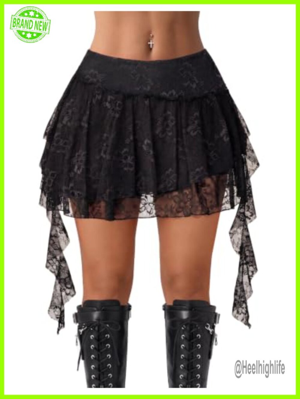Lace Mini Skirt Tiered Ruffle Flowy Y2K Summer Party